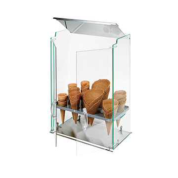 Βιτρίνα για χωνάκια 10 θέσεων με ανοξείδωτη βάση & καπάκι