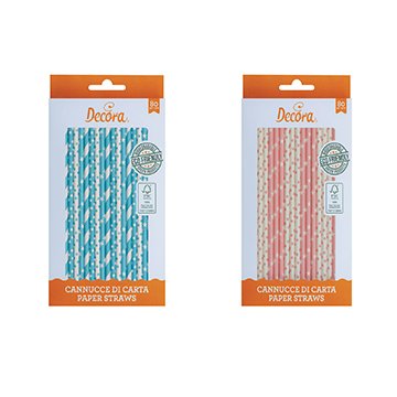 Καλαμάκια χάρτινα ροζ & σιελ